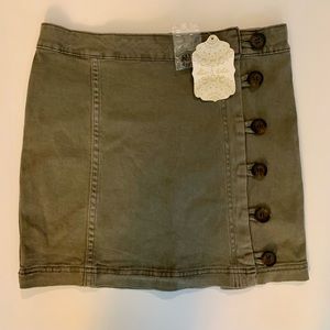 Altar’d State Olive denim mini skirt